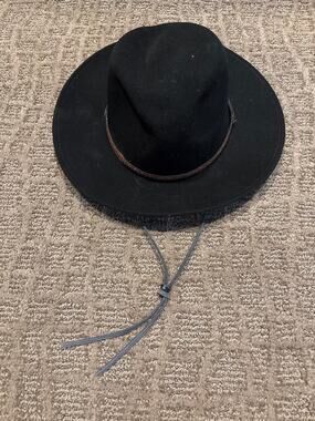 Overland Black Wool Felt Western Cowboy Hat Leather Band Made in USA